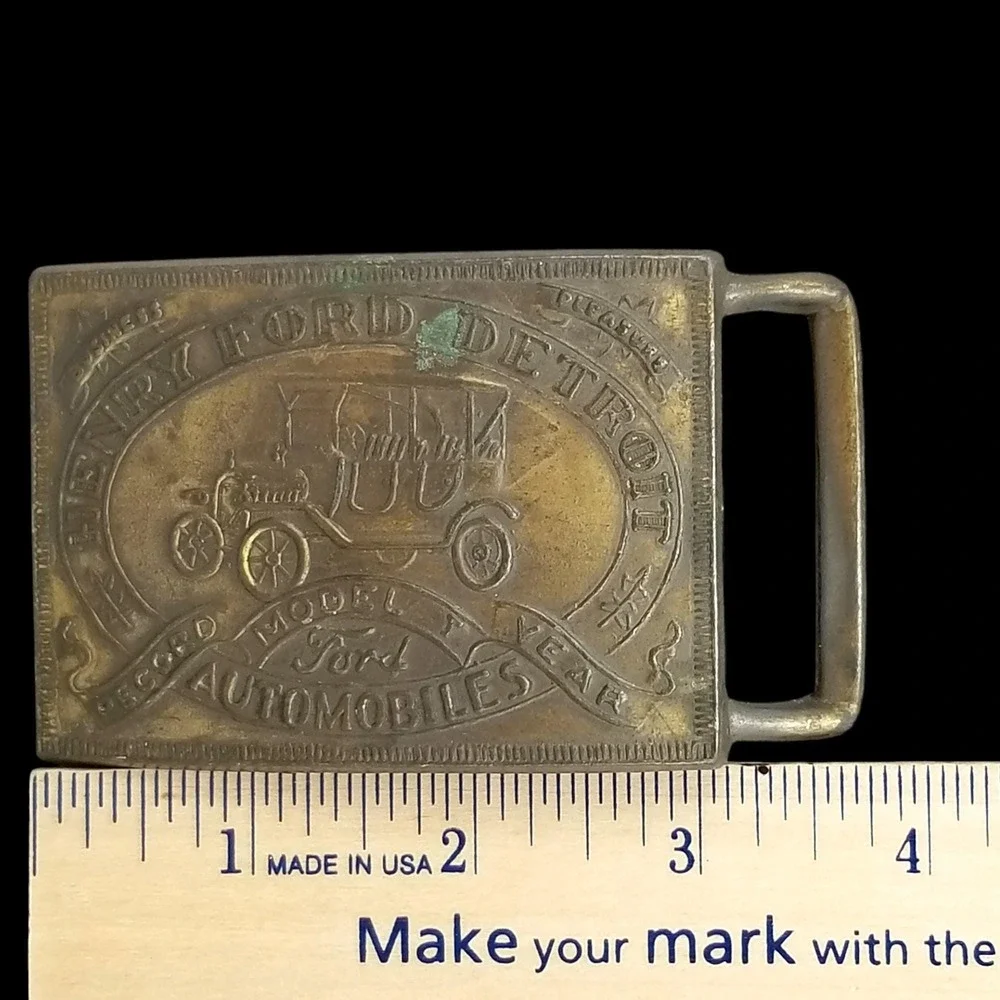 Henry Ford Brass Belt Buckle‎ - Antique Ford Model T Automobile Collectors